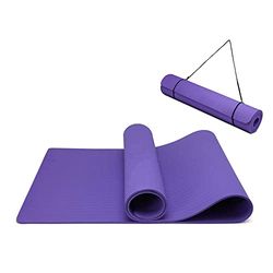 Yogamat, antislip en milieuvriendelijke TPE-sportmat met draagriem, gymnastiekmat voor pilates, workout fitnessmat 183 x 61 x 0,6 cm, lila