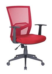 Dmora - Chaise à roulettes Palmerston, Fauteuil de Direction en Maille avec accoudoirs, Siège de Bureau Ergonomique, 59x64h96/106 cm, Rouge