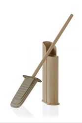 COSMIC Brosse de Toilette en Silicone au Design Flexible et Ultrafine. Porte-Brosse de Sol ou Mural pour WC. Porte-Brosse de Couleur Sable