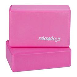 Relaxdays yogablok, set van 2, foam blok voor yoga en fitnessoefeningen, schuim, antislip, HBD: 8x23x15 cm, roze