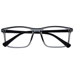 OPULIZE Ink Occhiali da Lettura, Frontale Grigio Trasparente con Bracci Neri, +2,00 Diottrie Unisex