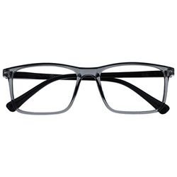 OPULIZE Ink Reading Glasses, Frontale Grigio Trasparente con Bracci Neri, 1,50 Diottrie Unisex