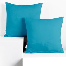 DecoKing 2 Pillowcases 40 x 40 cm Cotton Zip Cyan Amber