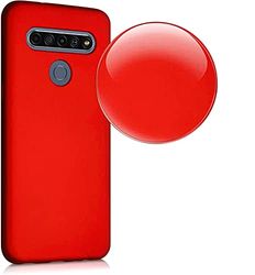 Funda protectora de gel de silicona TPU suave flexible mate ultra suave para LG K61 (6.5) LMQ630EAW LM-Q630 (rojo)