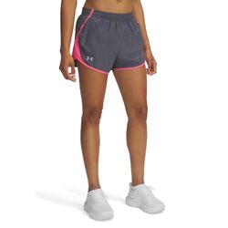 Under Armour UA Fly By 3'' Shorts Pantaloncini, Castlerock/Super Pink/Riflettente, S Donna