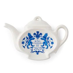 Portmeirion Home & Gifts Spode King Charles III Coronation Tea Bag Tidy, Blue & White Pattern UK made, 14cm x 10cm