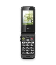 emporia TALKglam Mobiele telefoon voor senioren, klaptelefoon zonder abonnement, eenvoudige bediening, mobiele telefoon met noodoproepknop, 2,4-inch display, zwart