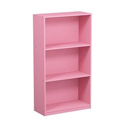 Furinno Estantería Básica De 3 Niveles para Estantería, Rosa