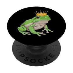 Whites Tree Frog Wearing Crown Australian Green Tree Frogs PopSockets Adhesive PopGrip