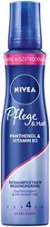 NIVEA Cura e tenuta schiuma extra forte (150 ml), schiuma nutriente con pantenolo e vitamina B3, schiuma volumizzante per acconciature flessibili con tenuta 24 ore