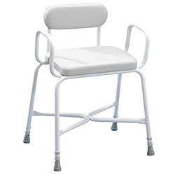 Homecraft Sherwood Plus Perching Stool , Bariatric Stool , Angled Shower Seat , Bath Chair with Back & Arm Rests for Elderly , Handicapped , & Disabled Users (Eligible for VAT relief in the UK)