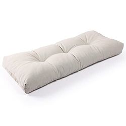 SUNROX LokGrip bänkdyna, halkfri, tuftad, i minnesskum, blekningsskydd, vattentålig, hållbar, tjocka sittdynor för utomhus/inomhusbruk, 122 x 40 x 10 cm, gräddvit