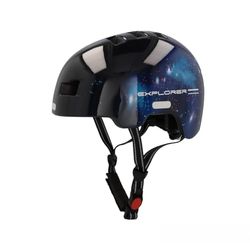 FISCHER BMX fietshelm, Dirt Bike Helm Plus Universe, S/M, 54-59cm, zwart, met geïntegreerd led-achterlicht