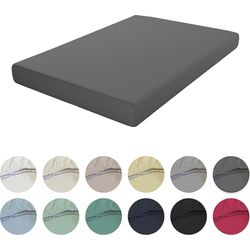ECOMMERC3 Drap-Housse Extra Doux et Confortable pour lit de 180 cm - Couleur Anthracite fabriqué en Espagne, réglable, Facile à Laver et résistant