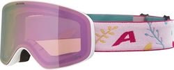 ALPINA FERNIE Q-LITE Lunettes de ski OTG effet miroir, renforcement du contraste et polarisées, avec protection UV 100% pour adultes, blanc/fleur mat, taille unique