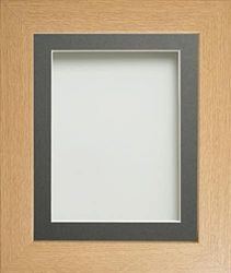 Frame Company Watson Beech Picture Photo Frame fitted with Perspex, A4 with Grey Mount for image size 9x6 inch