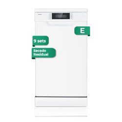 Svan Lavavajillas 45 cm Blanco SJ94500ED. 2100W, 9 Cubiertos, 2 Bandejas, 7 Programas, Display LED manual, Función Stop&Go, Bajo nivel Sonoro, Eficiencia Energética Clase E