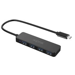 USB-C hub met 4 USB-A 3.1-poorten, ideaal voor het aansluiten van meerdere apparaten, met hoge overdrachtssnelheid en compact design.