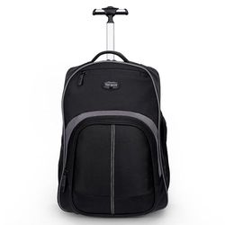 Targus Mochila compacta con ruedas para negocios, estudiantes universitarios y viajes, material duradero, bolsillo para tableta, funda protectora extraíble para laptop de 16 pulgadas, color negro