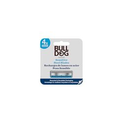 BULLDOG Lame di ricarica Steel Sensitive - Confezione con 4 testine di ricarica compatibili con rasoi Bulldog Compatibile con tutti i rasoi Bulldog