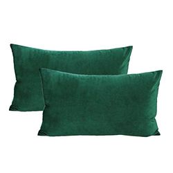 Juego de 2 Fundas Decorativas de Almohada y cojín, rectangulares, 30 x 50 cm, Terciopelo Verde, para Navidad, agradables, para sofá, salón