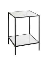 HAKU Möbel Bijzettafel, zwart, wit, kunstmarmer, metaal - afmetingen: B 40 x H 60 x D 40 cm, stijl: Art Deco