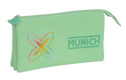 Safta MUNICH PISTACHO - Trousse triple, trousse pour enfant, idéale pour les enfants d'âge scolaire, confortable et polyvalente, qualité et résistance, 22 x 3 x 12 cm, couleur, Vert pistache,
