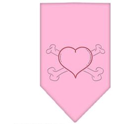 Mirage Heart Cross Bone Rhinestone Bandana, Large, Light Pink