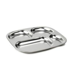 THERMOBABY - Plateau Compartimenté En Inox Pour Enfant - 4 Compartiments - Léger, Robuste - Idéal Pour Repas Équilibrés - Facile À Nettoyer - Compatible Lave-Vaisselle - À La Maison Et En Déplacement