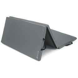 ProSource tredelad vikbar tjock träningsmatta 6 x 4 cm med bärhandtag för tumling, kampsporter, gymnastik, stretching, kärnträning Grå