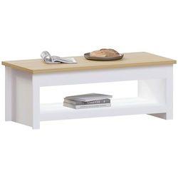 Vida Designs Arlington Salontafel 1 Plank Opslag MDF Woonkamer Moderne Meubels (Wit)
