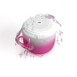 Music Hero speaker cassa wireless, 3 Watt, water resistant IPX4, con laccetto, microfono, tasti multifunzione, bianco e rosa