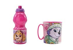 ALMACENESADAN, 4926, Pack retour à l'école Patrouille Girls, Paw Patrol; composé de tasse micro-ondes 350 ml et bouteille d'eau 400 ml, produit réutilisable, sans BPA