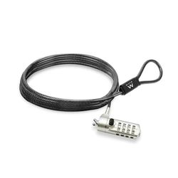 Ewent Cavo di Sicurezza con Serratura a Combinazione, Cavo di Sicurezza per Notebook, Laptop, PC, Proiettori, Cavo di Sicurezza a Combinazione in Acciaio Resistente con Slot Wedge,Cavo lungo 1,5 Metri