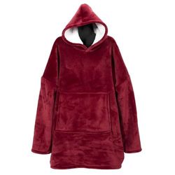 HOME DECO FACTORY, TX91681, Sudadera Interior con Capucha Sherpa roja, máxima Comodidad, Estilo Moderno, versátil como Manta o Colcha, fácil de Limpiar, 85 x 118 cm, Rojo, Textil: poliéster