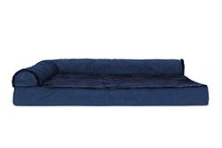 FurHaven Foam Dog Bed Plush & Velvet Letto per Cani in Schiuma Gel rinfrescante, Poliestere, Zaffiro Profondo, 40.0"L x 32.0" W x 8.0" TH