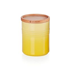 Le Creuset Middelgrote voorraadpot van aardewerk met houten deksel, aardewerk, 540 ml, 10 cm, Soleil