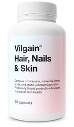 Vilgain Hair, Nails & Skin Complex - probiotics, Vitamins and Minerals to Support The Health of Skin, Hair and Nails, in Vegetarian Capsules