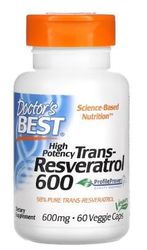 Doctor's Best Trans-Resveratrol 600-600mg - 60 Capsules Végétales - Antioxydant Puissant pour une Santé Optimale