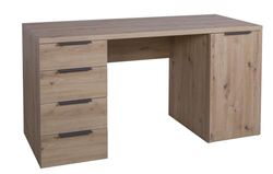Composad Escritorio de la línea Espresso con 4 cajones y 1 Puerta, Escritorio de Oficina Elegante y Moderno, para PC, 146 x 75,4 x 59,6 cm, Color Roble Roble mielado, Fabricado en Italia