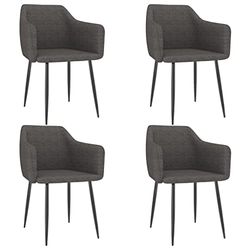 vidaXL 4X Chaises de Salle à Manger Chaises à Dîner Chaises de Repas Fauteuils de Cuisine Sièges de Cuisine Intérieur Maison Gris Foncé Tissu
