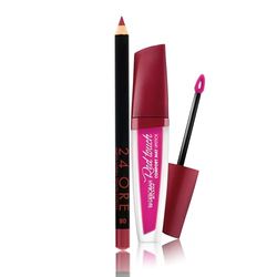 Deborah Milano zestaw do makijażu Red Touch Lipstick w płynie matowa, 17 modnych różów, intensywny kolor, bez transferu, 4,5 g i ołówek do ust 24 godziny, 08 fuksja, przeciw rozmazywaniu i