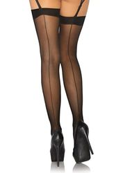 Leg Avenue Faux net Backseam Stockings, Black, One Size