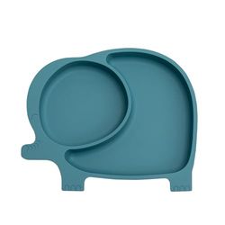 Mr. Wonderful - Piatto in silicone con ventosa per bambini - Elefante blu - Realizzato in silicone al 100% - Adatto per lavastoviglie e microonde