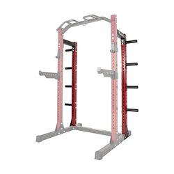 Signature Fitness SF-SS1 - Supporto per squat per rack di alimentazione da 3 "x 3", con kit di conversione per macchina Smith o mezza cremagliera, rosso