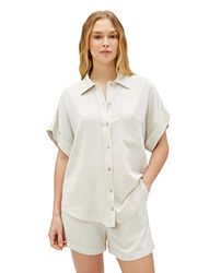 Koton Dam Lapel Detail Sleeve överdimensionerad skjorta, Beige (063), 42