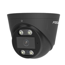 Foscam T5EP 5 MP kamera do monitoringu POE z wbudowanym reflektorem i syreną alarmową, inteligentne rozpoznawanie osób i pojazdów, widoczność w nocy, dwukierunkowe audio, czarna