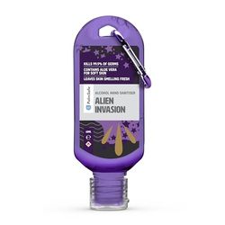 Palm Safe Alien Invasion 60ml Anti Bacterial Premium Hand Sanitiser Travel Size Refillable Clip Bottle Quick Drying Non Sticky Extra Moisturising Kills 99.9% of Viruses