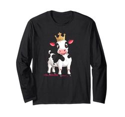 Rule the Fields Mucca divertente con un emblema corona Maglia a Manica