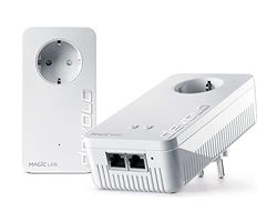 devolo Magic 2 WiFi 6 Starter Kit, WiFi powerline adapter - upp till 2400 Mbps, Mesh WiFi uttag, 2X Gigabit LAN, accesspunkt, dLAN 2.0, vit